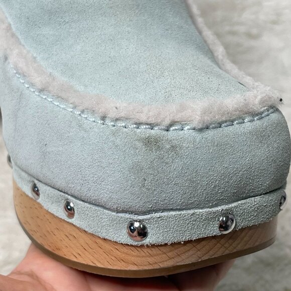 UGG #1112427 Women's Light Blue Aubriana Fur Loafer Heeled Clogs Shoes Size 10 - Picture 12 of 15